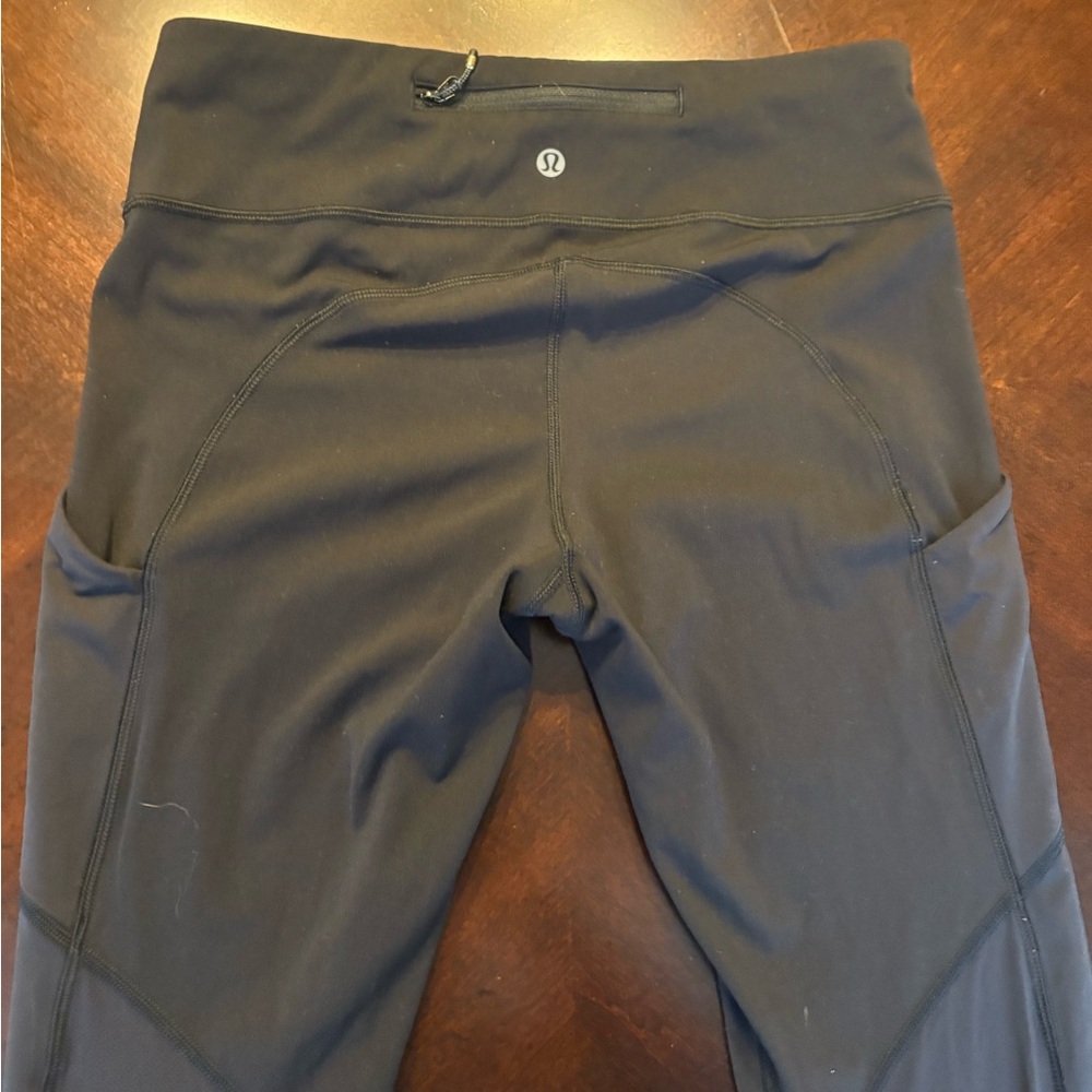 Women's lululemon black leggings ruched leg full length size 8 no tag